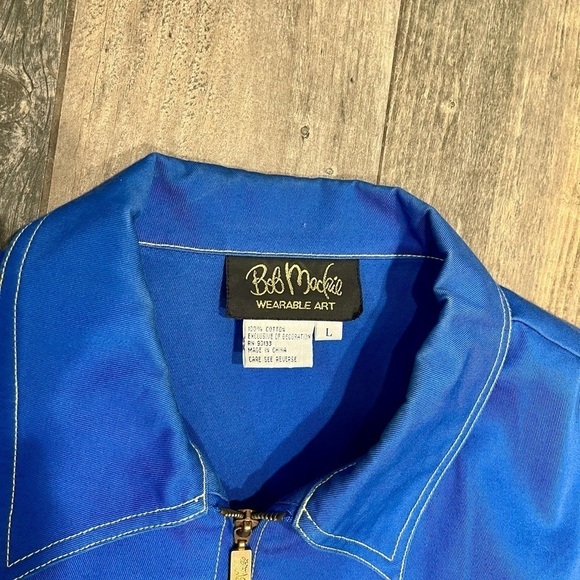 Bob Mackie Wearable Art Jacket Shirt Nautical Sailing Naval Anchor Flags size L - Picture 2 of 7